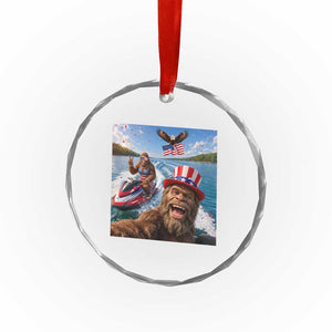 Patriotic Bigfoot Squad Chill Summer Vacation Graphic Crystal Glass Ornament TS12 Print Your Wear