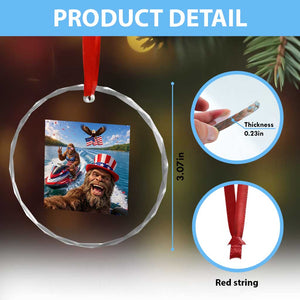 Patriotic Bigfoot Squad Chill Summer Vacation Graphic Crystal Glass Ornament TS12 Print Your Wear