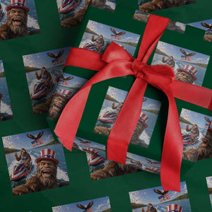 Patriotic Bigfoot Squad Chill Summer Vacation Graphic Wrapping Paper Roll