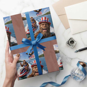 Patriotic Bigfoot Squad Chill Summer Vacation Graphic Wrapping Paper Roll