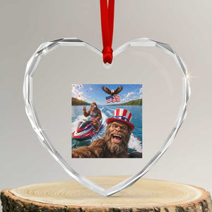Patriotic Bigfoot Squad Chill Summer Vacation Graphic Heart Crystal Glass Ornament TS12 Transparent Glass 3'' Heart Print Your Wear