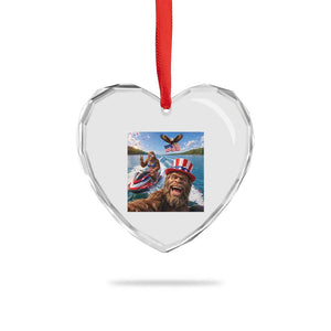 Patriotic Bigfoot Squad Chill Summer Vacation Graphic Heart Crystal Glass Ornament TS12 Print Your Wear