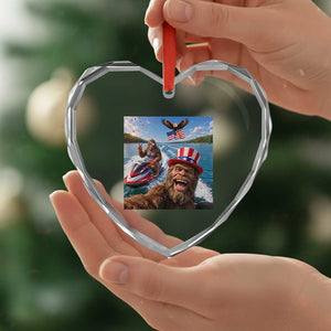 Patriotic Bigfoot Squad Chill Summer Vacation Graphic Heart Crystal Glass Ornament TS12 Print Your Wear
