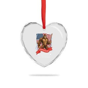 Patriotic Bigfoot US 250th Anniversary Heart Crystal Glass Ornament Sasquatch Celebrating 250 Years of Freedom 1776 to 2026 TS02 Print Your Wear