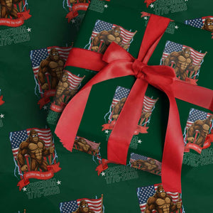 Patriotic Bigfoot US 250th Anniversary Wrapping Paper Roll Sasquatch Celebrating 250 Years of Freedom 1776 to 2026 TS02 Green Print Your Wear
