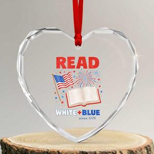 Patriotic Bookish 4th Of July Read White Blue Since 1776 Heart Crystal Glass Ornament TS10 Transparent Glass 3'' Heart Print Your Wear