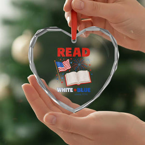 Patriotic Bookish 4th Of July Read White Blue Since 1776 Heart Crystal Glass Ornament TS10 Print Your Wear