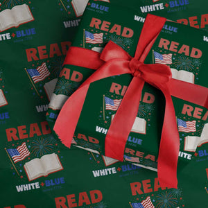 Patriotic Bookish 4th Of July Read White Blue Since 1776 Wrapping Paper Roll TS10 Green Print Your Wear