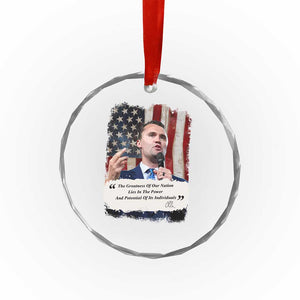 Patriotic Charlie Kirk Legacy Crystal Glass Ornament The Greatness of America Power of the People TS02 Print Your Wear