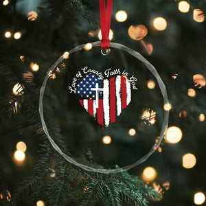 Patriotic Christian Crystal Glass Ornament Faith In God Heart Cross Flag 4th Of July Religious TS10 Print Your Wear