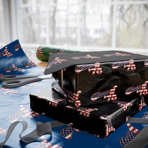 Patriotic Class of 76 Retro American Flag Script Wrapping Paper Roll Graduation Birthday Milestone