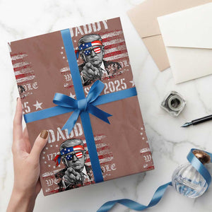 Patriotic Daddy Est 2025 Wrapping Paper Roll Funny Trump 1776 We The People American Flag TS02 Mocha Print Your Wear