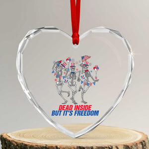 Patriotic Dancing Skeleton Heart Crystal Glass Ornament Dead Inside But Its Freedom TS12 Transparent Glass 3'' Heart Print Your Wear
