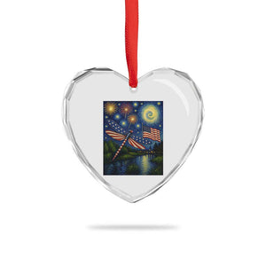Patriotic Dragonfly Starry Night Swirls Heart Crystal Glass Ornament Nature Lovers TS12 Print Your Wear