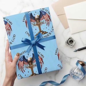 Patriotic Eagle Cross One Nation Under God Wrapping Paper Roll 250th Anniversary TS12 Light Blue Print Your Wear