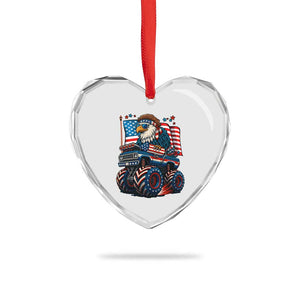 Patriotic Eagle Driving Monster Truck Heart Crystal Glass Ornament 4th of July USA Flag Freedom TS02 Print Your Wear