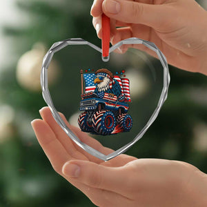 Patriotic Eagle Driving Monster Truck Heart Crystal Glass Ornament 4th of July USA Flag Freedom TS02 Print Your Wear