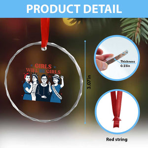 Patriotic Feminist Empowerment Crystal Glass Ornament Girl Will Be Girls Womens Rights 4th of July TS02 Print Your Wear