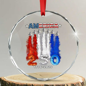 Patriotic Fighter Jets Crystal Glass Ornament USA 250 Years Of Freedom TS12 Transparent Glass 3'' Circle Print Your Wear