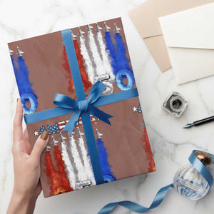 Patriotic Fighter Jets Wrapping Paper Roll USA 250 Years Of Freedom TS12 Mocha Print Your Wear