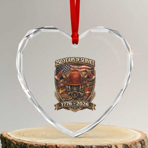 Patriotic Firefighter 250 Years Of Service USA Anniversary Gift Heart Crystal Glass Ornament TS12 Transparent Glass 3'' Heart Print Your Wear