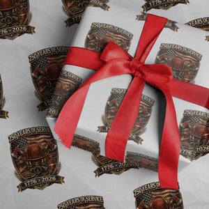 Patriotic Firefighter 250 Years Of Service USA Anniversary Gift Wrapping Paper Roll TS12 White Print Your Wear