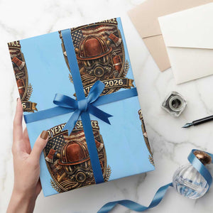 Patriotic Firefighter 250 Years Of Service USA Anniversary Gift Wrapping Paper Roll TS12 Light Blue Print Your Wear