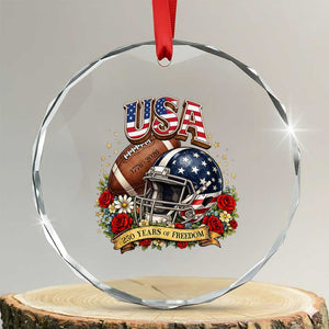 Patriotic Floral Baseball Crystal Glass Ornament USA 250th Anniversary Gift TS12 Transparent Glass 3'' Circle Print Your Wear