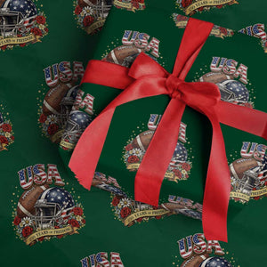 Patriotic Floral Baseball Wrapping Paper Roll USA 250th Anniversary Gift TS12 Green Print Your Wear