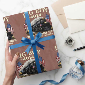 Patriotic Freedom Express Coast to Coast Wrapping Paper Roll Steam Train Legend Heritage Pride TS02 Mocha Print Your Wear