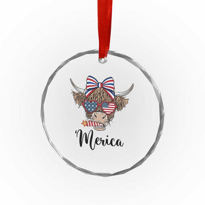 Patriotic Highland Cow Crystal Glass Ornament Merica USA Flag Farmer Gift TS12 Print Your Wear