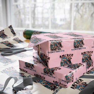Patriotic Horror Mashup Wrapping Paper Roll America Killing It Since 1776 TS02 Light Pink Print Your Wear