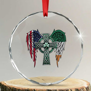 Patriotic Irish American Cross Crystal Glass Ornament St Patricks Day Religious Gift TS12 Transparent Glass 3'' Circle Print Your Wear