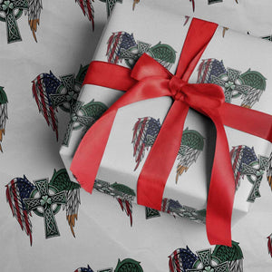 Patriotic Irish American Cross Wrapping Paper Roll St Patricks Day Religious Gift TS12 White Print Your Wear