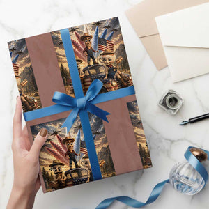 Patriotic Italian Brainrot Farmer Meme Wrapping Paper Roll Funny USA Freedom Jet Fighter Graphic