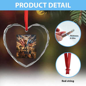 Patriotic Italian Brainrot Farmer Meme Heart Crystal Glass Ornament Funny USA Freedom Jet Fighter Graphic