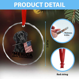 Patriotic Labrador Retriever Crystal Glass Ornament America 250th Anniversary Gift TS12 Print Your Wear