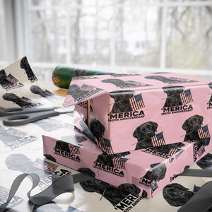 Patriotic Labrador Retriever Wrapping Paper Roll America 250th Anniversary Gift TS12 Light Pink Print Your Wear