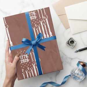 Patriotic Mechanic Gift Wrapping Paper Roll American Flag Automotive Lover TS12 Mocha Print Your Wear