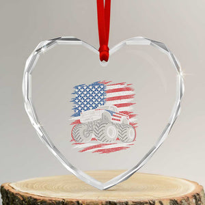 Patriotic Monster Truck Polka Dot Heart Crystal Glass Ornament Dot Day Gift