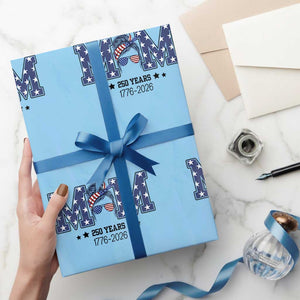 Patriotic Mothers Day Gift Wrapping Paper Roll USA 250 Years Celebration TS12 Light Blue Print Your Wear