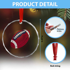 Patriotic Polka Dot Football Crystal Glass Ornament Dot Day Gift