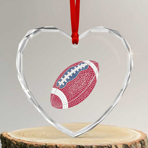 Patriotic Polka Dot Football Heart Crystal Glass Ornament Dot Day Gift