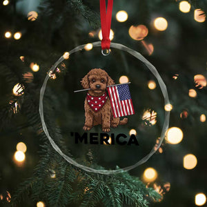 Patriotic Poodle Mom Dad Gift Crystal Glass Ornament Merica 4th Of July TS12 Print Your Wear