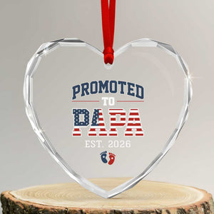 Patriotic Promoted To Dad Est 2026 Heart Crystal Glass Ornament US Flag New Father Gift TS12 Transparent Glass 3'' Heart Print Your Wear