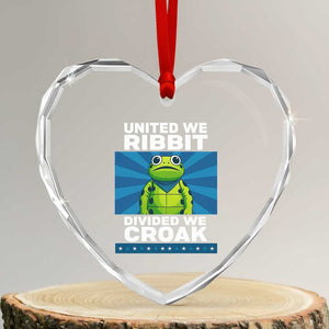 Patriotic Protest Portland Frog Heart Crystal Glass Ornament United We Ribbit Divided We Croak Resist TS02 Transparent Glass 3'' Heart Print Your Wear