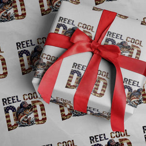 Patriotic Reel Cool Dad Wrapping Paper Roll American Flag Fishing Fathers Day Gift TS12 White Print Your Wear