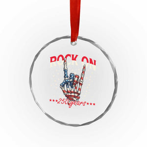 Patriotic Rocker Skeleton Hand Crystal Glass Ornament Rock On 250 Years