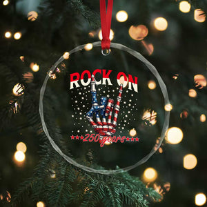Patriotic Rocker Skeleton Hand Crystal Glass Ornament Rock On 250 Years