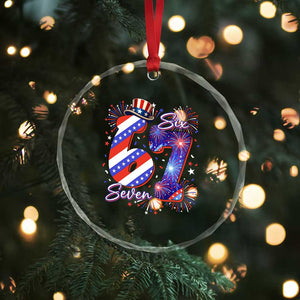 Patriotic Six Seven Crystal Glass Ornament Red White And Blue Fireworks Graphic TS12 Print Your Wear